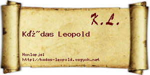 Kádas Leopold névjegykártya